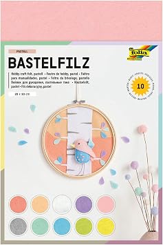 folia 520495 Craft Felt Pastel, Fine Wool Quality, 10 Sheets, 150 g/m2, 20 x 30 cm, Assorted in 10 Pastel Colours, Glue Stain-Free Workmanship, Ideal for a Wide Range of Crafts
