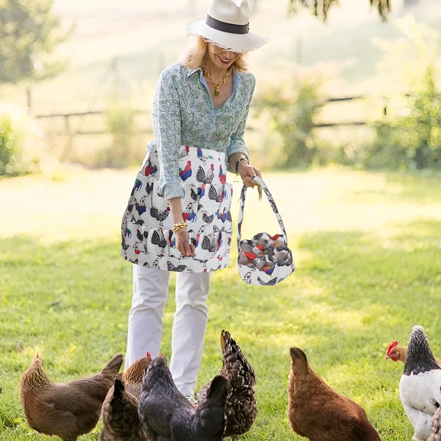 卵収集エプロン 鶏の卵収集バスケット 2個 ポーチ7個付き フレッシュエッグホールディングエプロン 12個のポケット付き 農家 キッ