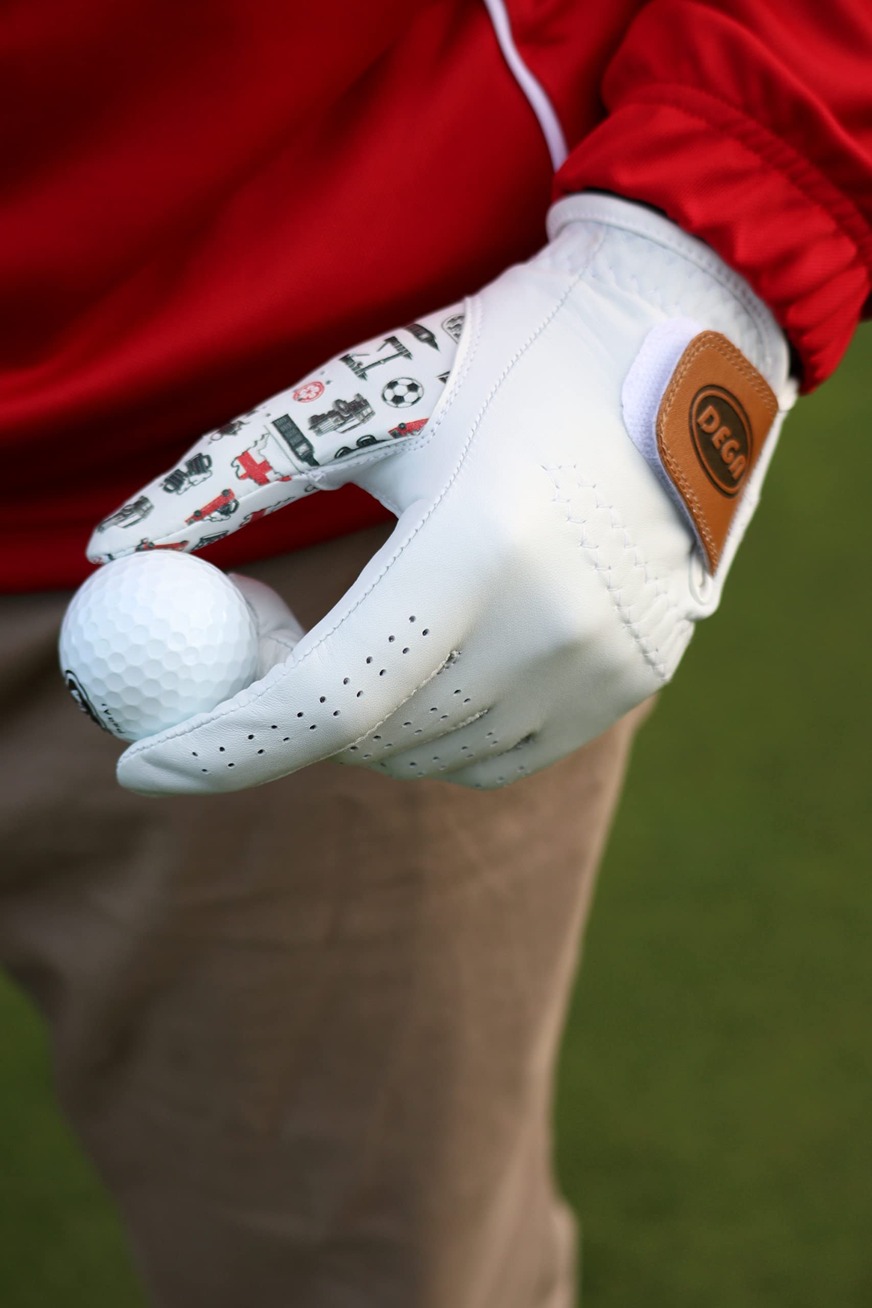 DEGA Golf Gloves 2 Pack 100% Cabretta Leather Golf Glove Men Left Hand Thumb Printed Designs (M, Love England) - Image 3