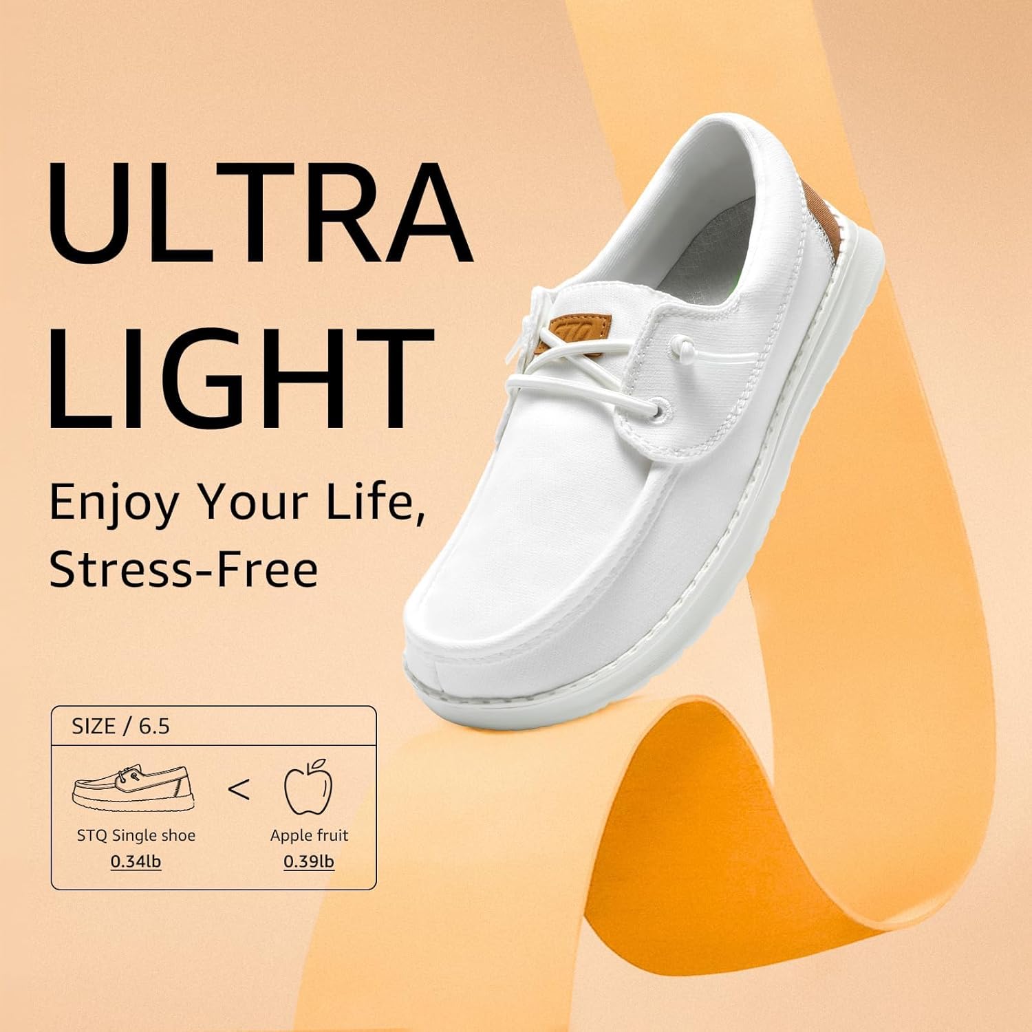 STQ Women's Boat Shoes with Orthopedic Insole Slip On Business Casual Shoe for Plantar Fasciitis Lightweight Canvas Loafer - Image 6