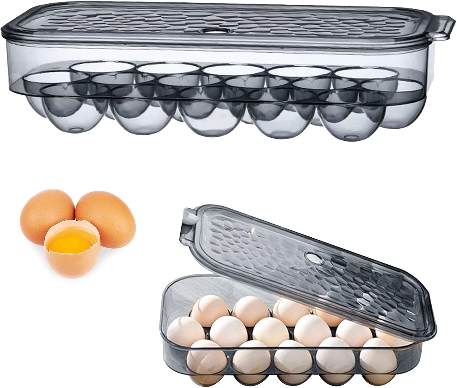 Yuflen Egg Container for Fridge, Egg Box for 16 Eggs, Stackable Egg