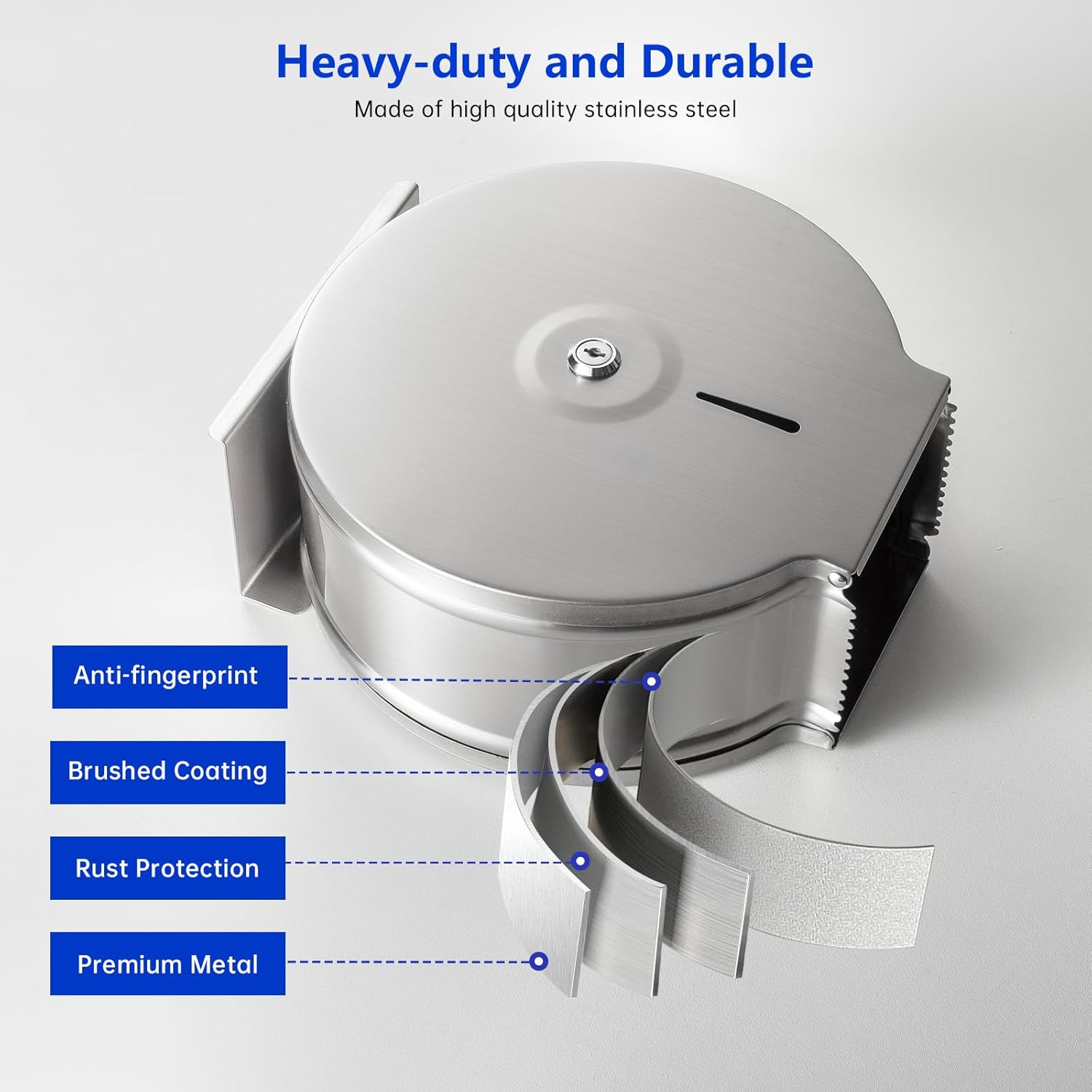 Commercial Jumbo Toilet Paper Dispenser with Shelf, Wall Mount Stainless Steel 9" Roll Toilet Paper Holder, Brushed Touchless Toilet Tissue Dispenser