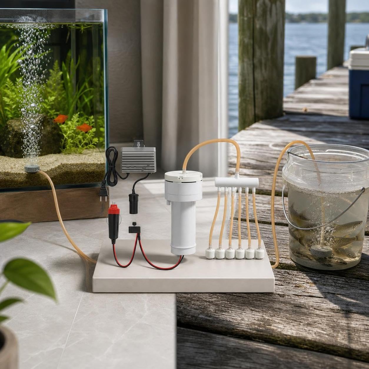 Pompe Aquarium 12V, Filtre Intérieur Aquarium, Bulleur Aquarium Silencieux | Pompe à Air électrique Portable, Circulation d'eau Purifiée, Compresseur 12V pour Pêche & Véhicule