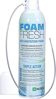 Nisus Foam-Fresh Bio Sanitation Foam, Removes Grease and Organic Buildup, Odor Control for Sinks, Drains, and Grease Traps, 18 Oz