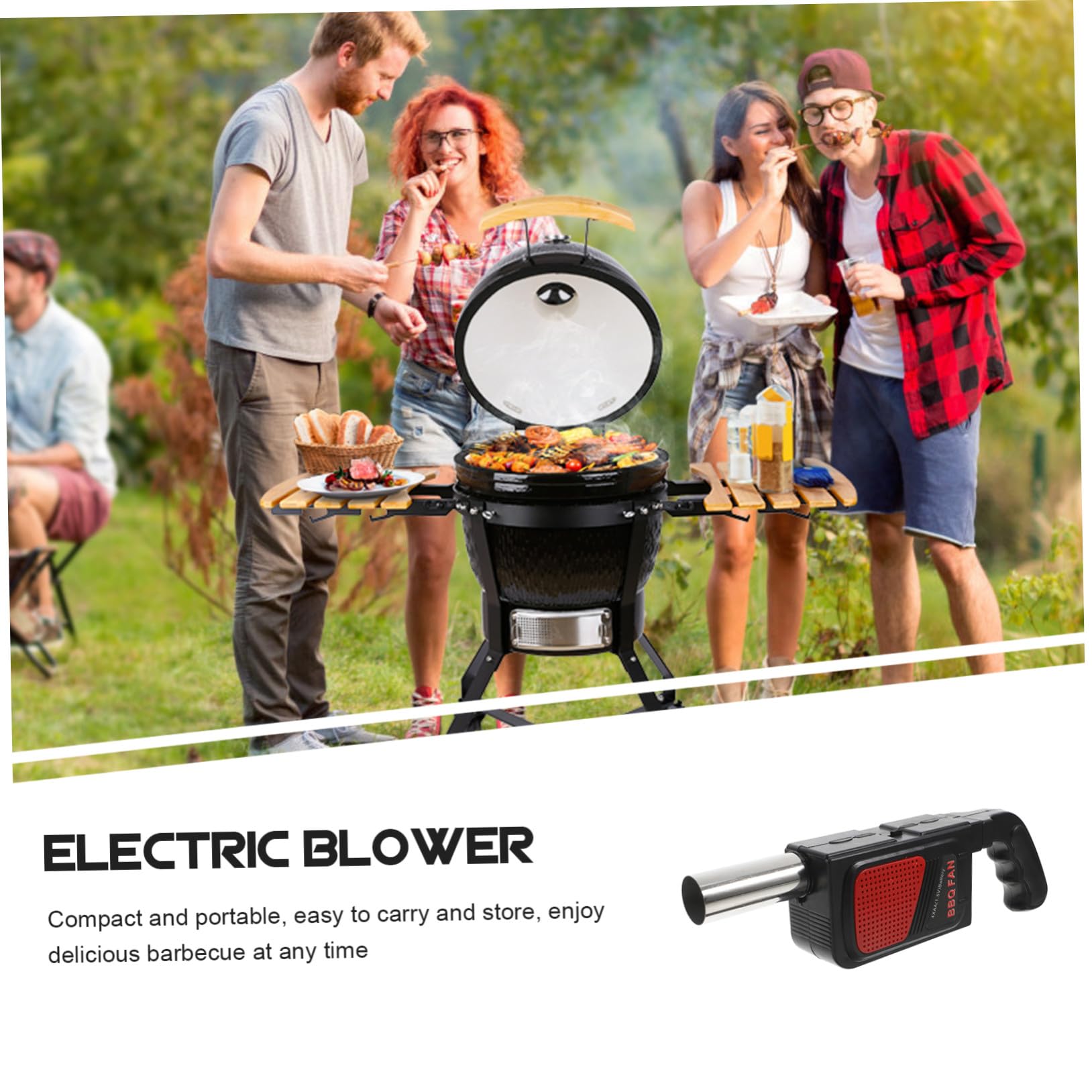 iplusmile Soffiatore Elettrico per Barbecue Esterno, 2 Pezzi, 4 Aa