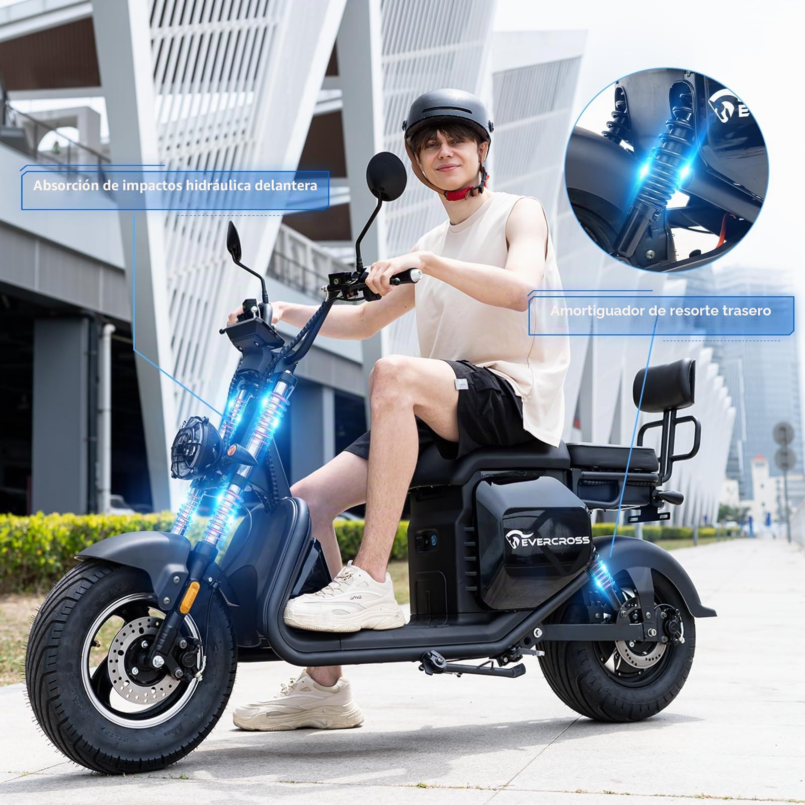 EVERCROSS 702 Motocicleta Eléctrica para Adultos, Motos Electricas con Motor de 2000W, 3 Modos de Velocidad 25/35/45 KMH,Autonomía 85KM, 60V/30Ah Moto Cross Eléctrica, Doble Amortiguación