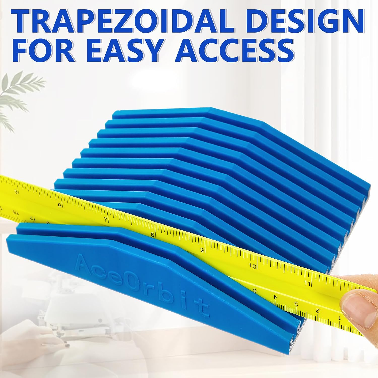 AceOrbit 4 Pack 12 Slot Quilting Rulers Rack Storage, Desktop Sewing Ruler Holder Organizer for Quilting and Sewing, Ideal for Home Office Desk Storage, Blue