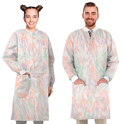 AMZ Medical Supply Abrigos de laboratorio desechables para adultos, extra grande. Paquete de 10 abrigos de laboratorio multicolor hasta la rodilla.