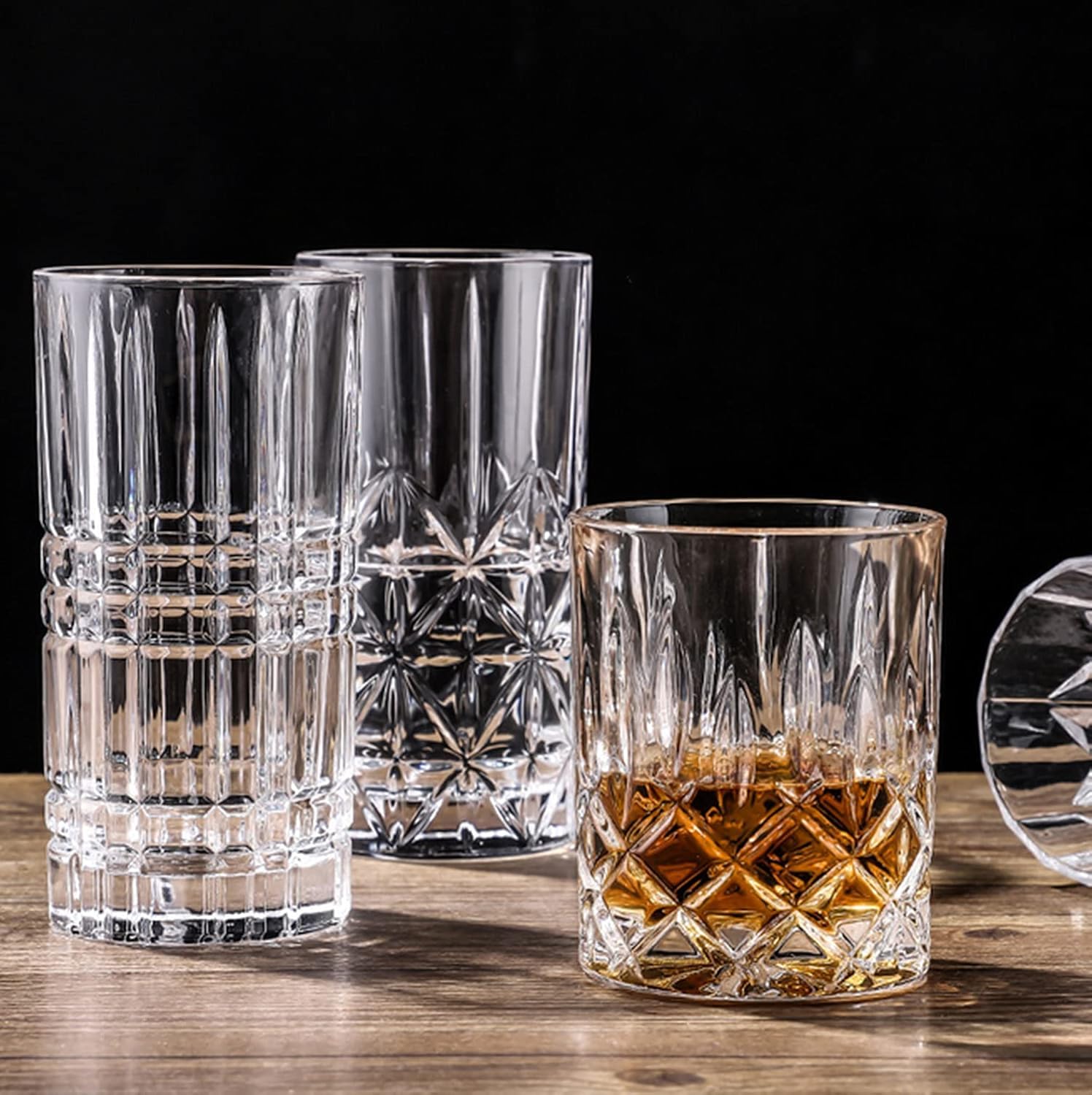 LATRAT Szklanki do picia, Kieliszki 370 ml (φ70 x 150 mm), szkło kryształowe, przezroczyste, nadają się do mycia w zmywarce, do biura (szklanki 2)