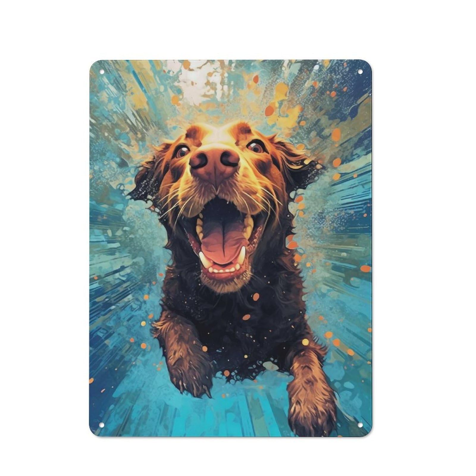 Junmoney Underwater Terrier 2 Metal Wall Sign 40X30cm Featuring For Living Room Wall, For Decorating Living Rooms And Feature Walls