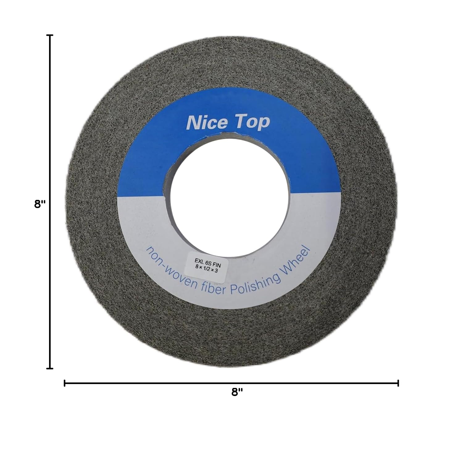 EXL Deburring Convolute Wheel 8 Inch X 1/2 Inch X 3 Inch 6S Fine Grit, Silicon Carbide, Non Woven Fiber Polishing Wheel, Metal Finishing, Pack of 1