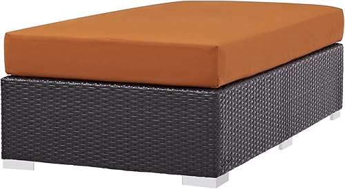 Vista 33 de Modway EEI-1911-EXP-ORA Convene - Muebles otomanos cuadrados de tela para patio, muebles de exterior, color naranja espresso Espresso Naranja