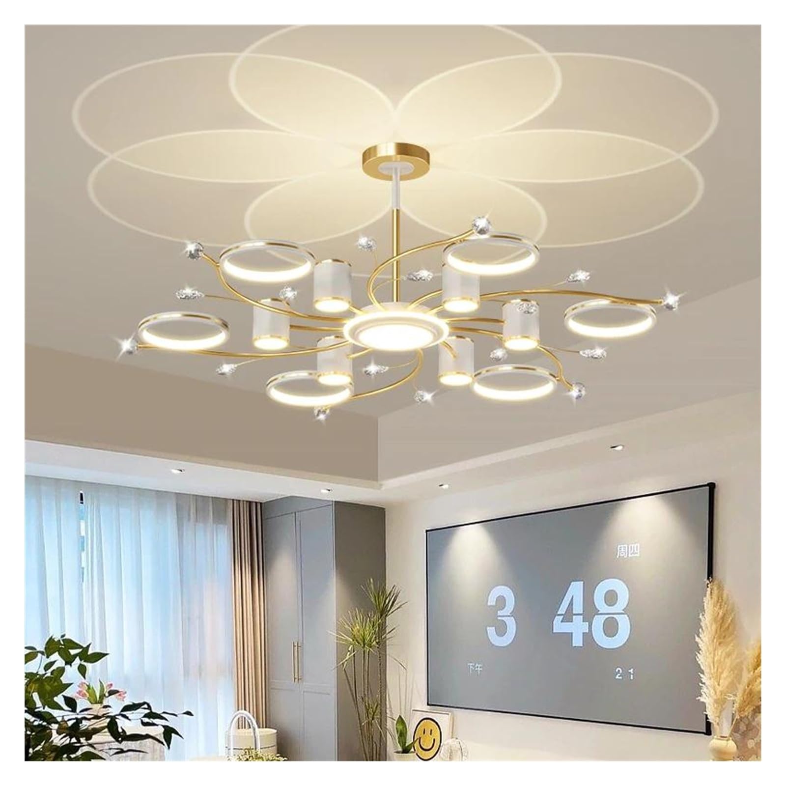 Lustre de plafond à LED moderne et dimmable blanc pour salon