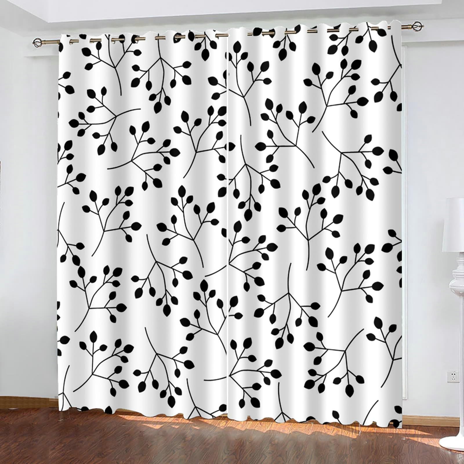 Rideaux occultants thermiques Gualiy de salon moderne 86x138 cm avec motif branche délicat