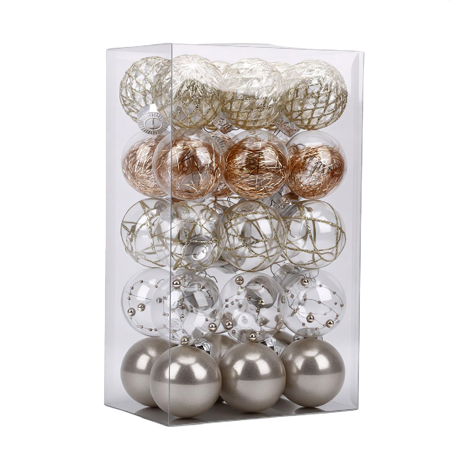 Boules de Noël 6cm champagne pour décorer le sapin en famille lors des fêtes