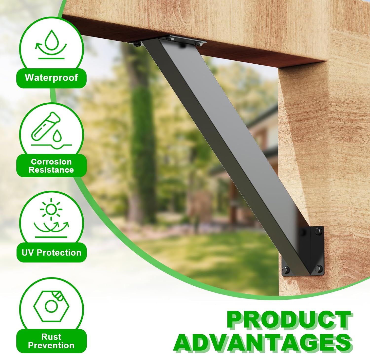 4 Pack 45 Degree Angle Support Bracket, 45 Corner Angle Brace Heavy Duty for Wood Beam Pergola Brackets