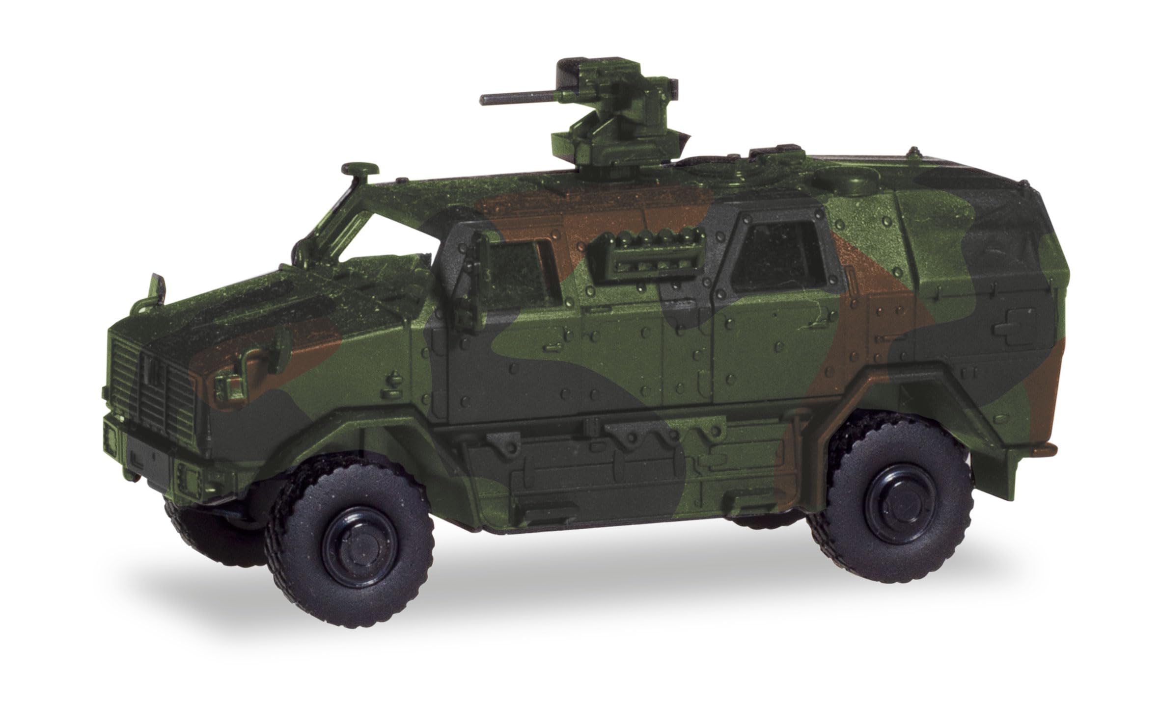 herpa Military Model All-Protection Transport Vehicle (ATF) Dingo with FLW 200, Decorated, Miniature in Scale 1:87, Collectable, Made in Germany, Plastic