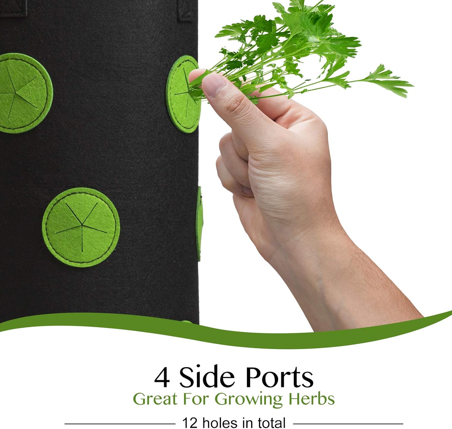 2 Pack Black and Green Upside Down Tomato & Herb Planter, Hanging Durable Aeration Fabric Strawberry Planter Bags - Image 3