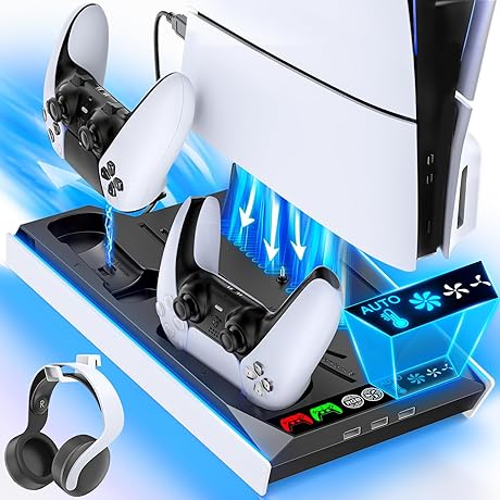 PS5 Slim / PS5 Cooling Stand with Auto Turbofan & 3-Level Speeds