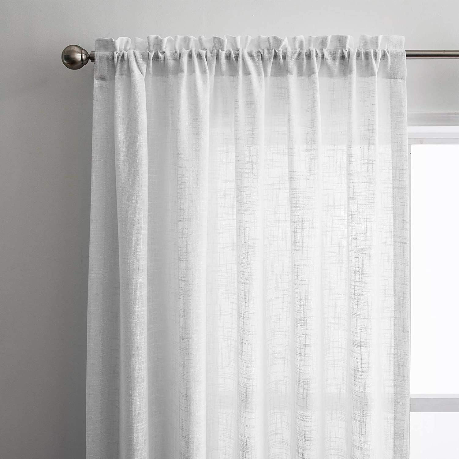 Carvapet Visillos Blancas Cortinas Translucidas de Salon y Dormitorio 2 Piezas, 140 x 245cm