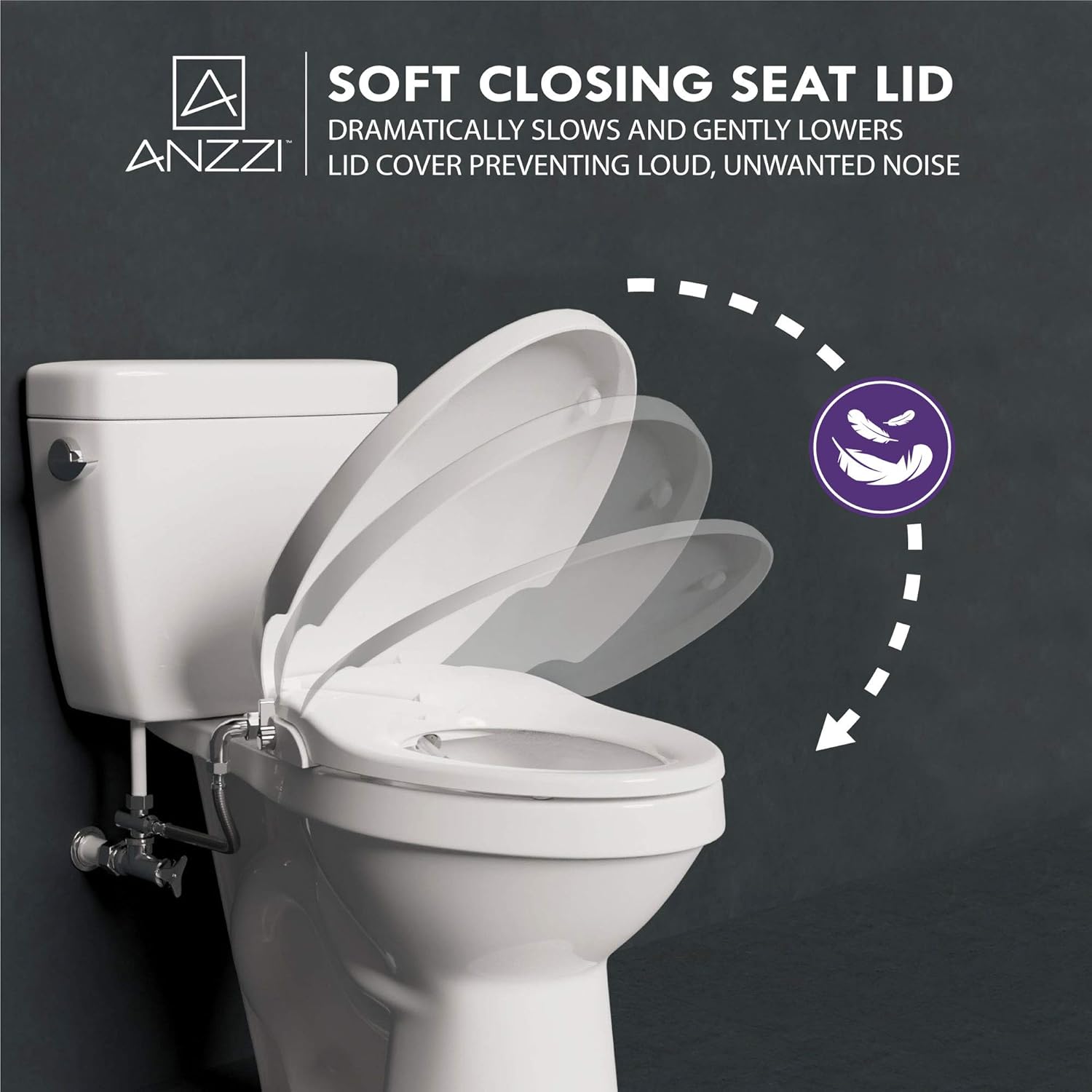 Best Seller Non-Electric Bidet Seat for Elongated Toilet in White with Dual Nozzle | Hal Series Self Cleaning Adjustable Spray Built-In Side Lever and Soft Close Lid Toilet Seat with Manual Bidet | TL-MBSEL200WH