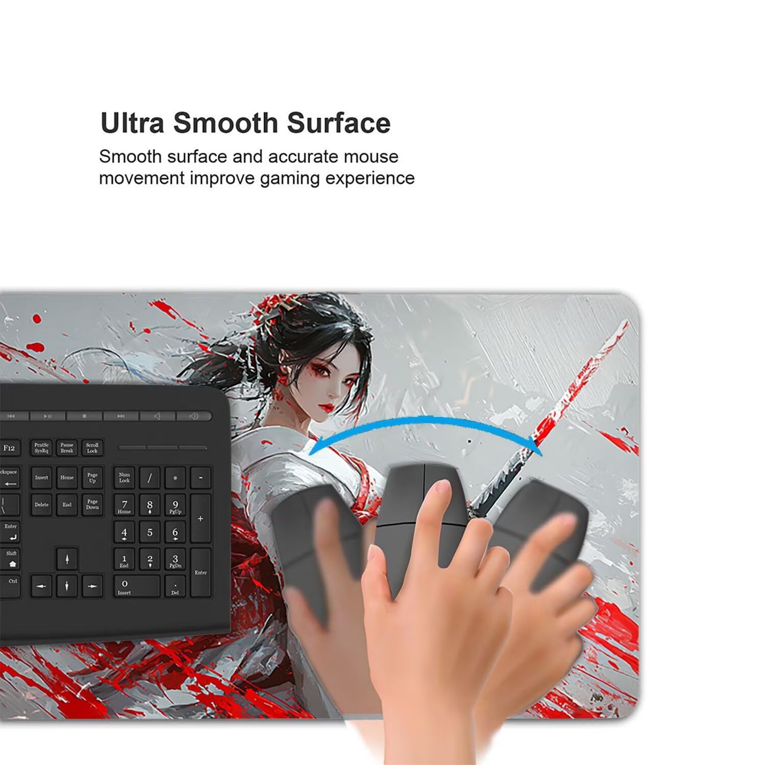 Podkładka pod mysz do gier XXL Mousepad 1000 x 500 mm, duża podkładka pod biurko z antypoślizgową gumową podstawą dla graczy, poprawia precyzję i szybkość (wojownicy gejszy) X-947