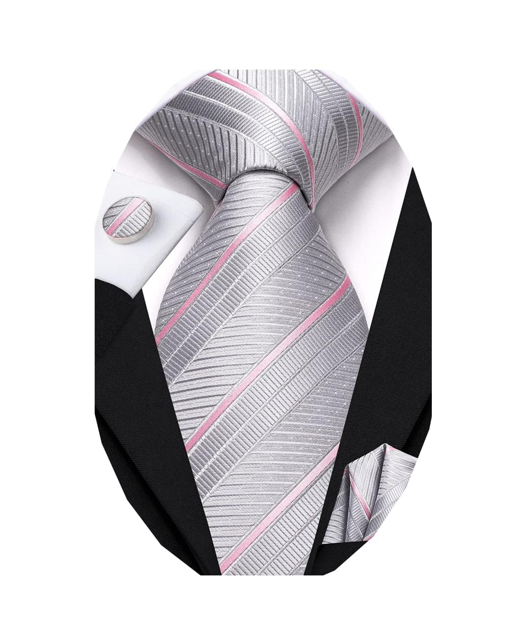 Dubulle Mens Tie Set Necktie and Pocket Square with Cufflinks Gift Box