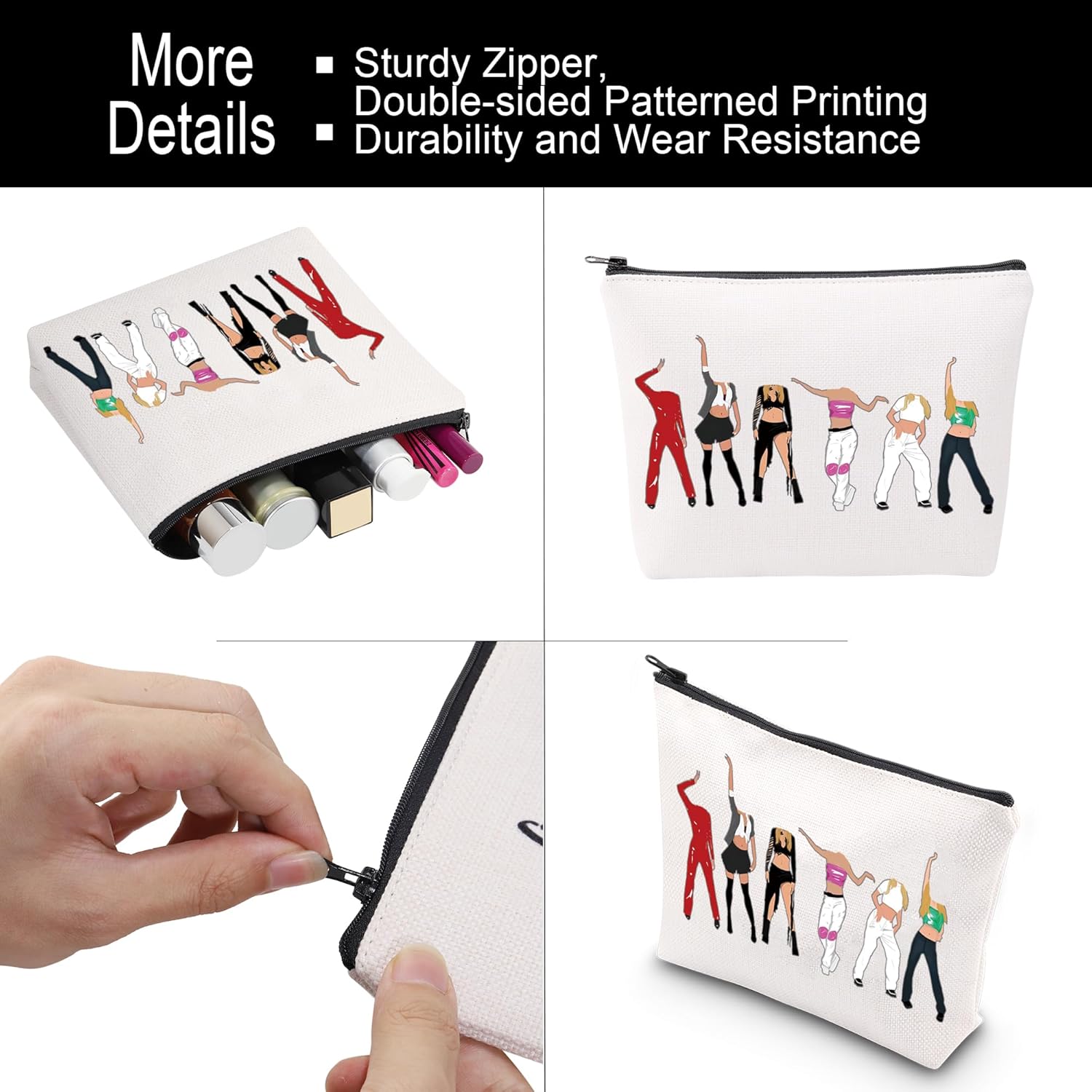TOBGBE 90s Pop Music Cosmetic Makeup Bag Singer Fans Gift Albums Makeup Zipper Pouch Bag Music Lover Merchandise 90 Musician Gifts (90s Pop BAG) - Image 4