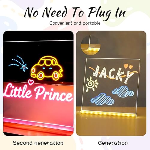 Miniatura 6 de Lumiboards - Tablero de dibujo LED, tablero de notas LED con 7 bolígrafos de colores, tablero de mensajes LED acrílico regrabable creativo con luz,