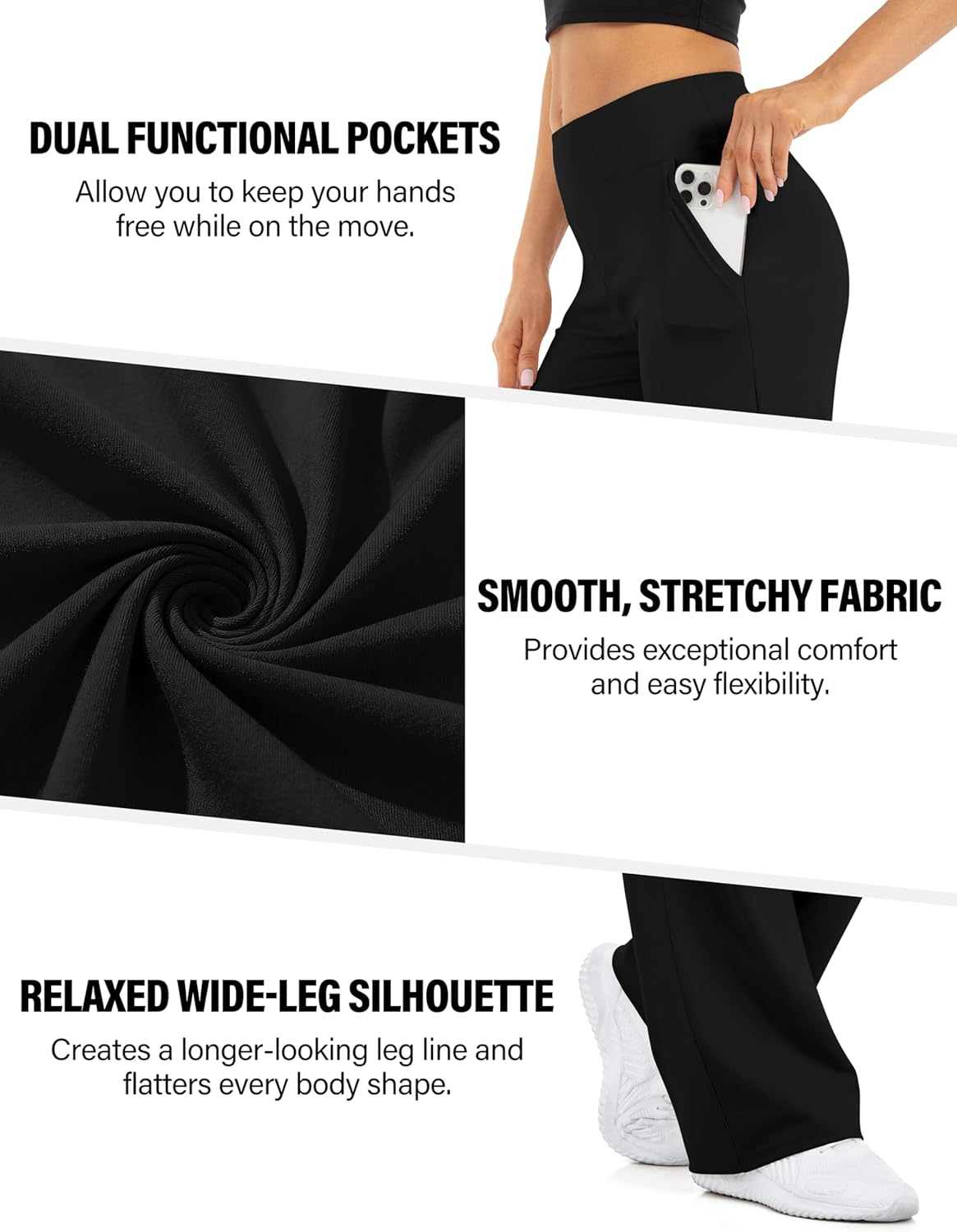 Blisset Womens High Waisted Wide Leg Pants with Pockets 29"/31" - Buttery Soft Yoga Lounge Comfy Casual Bottoms - Image 5