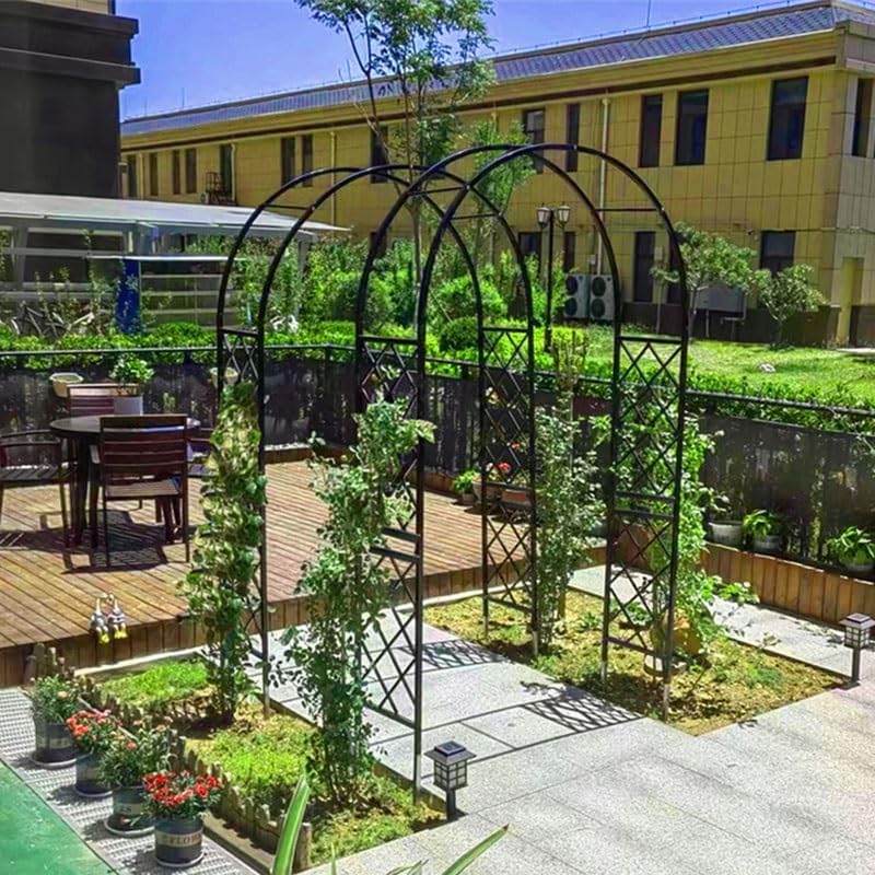 Miniatura 3 de Steel Garden Arbor - Enrejado de pérgola de soporte de arco resistente para césped al aire libre, terraza, arcos de entrada, arcos de hierro forjado