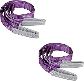 (Set of 2) 6.5 ft. 2000 lb. Capacity Lifting Sling Web Strap Car Lifting Winch Pulling Vehicle Recovery and Load Strapping Construction Load