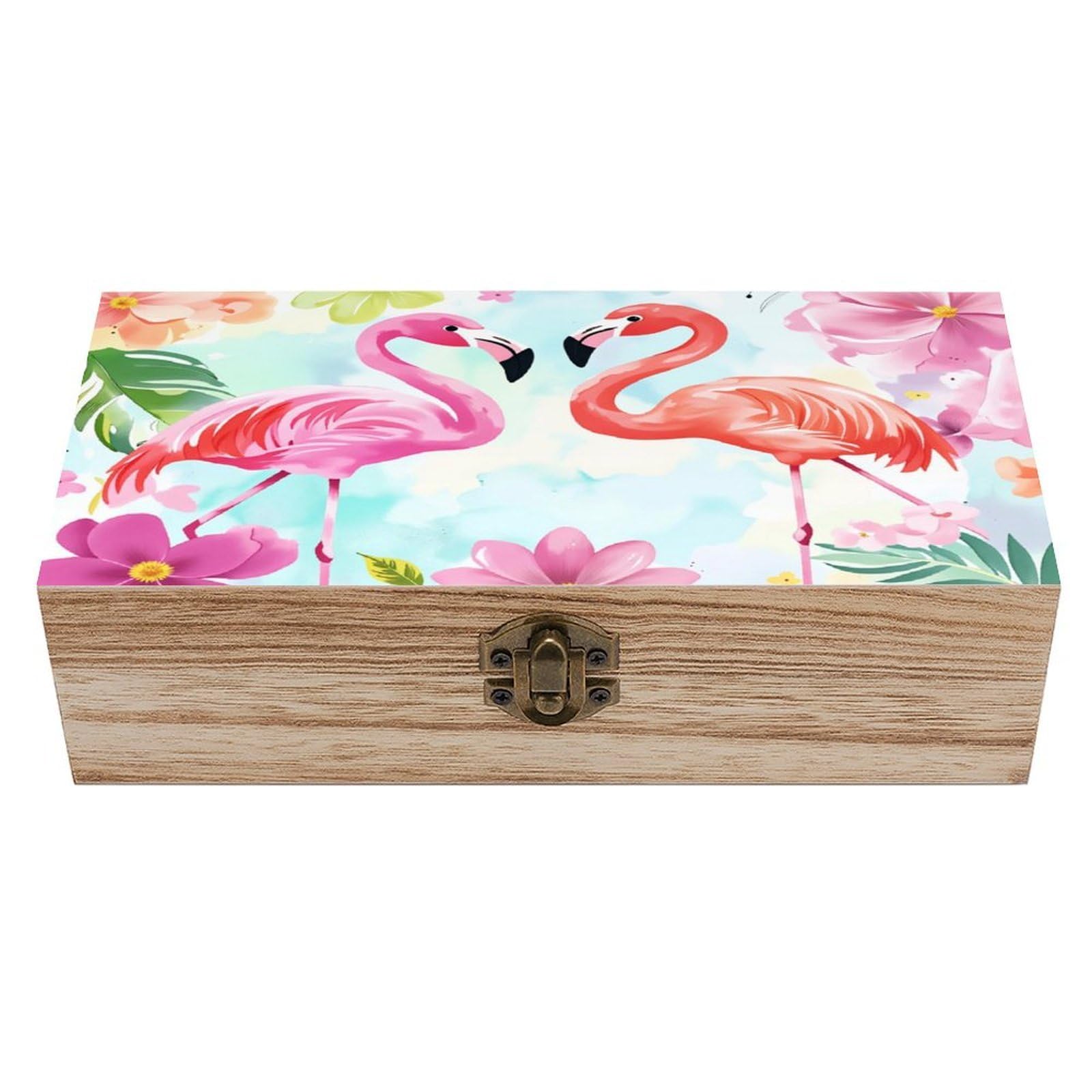 asbwuo Beautiful Flamingo Vintage Wooden Keepsake Box