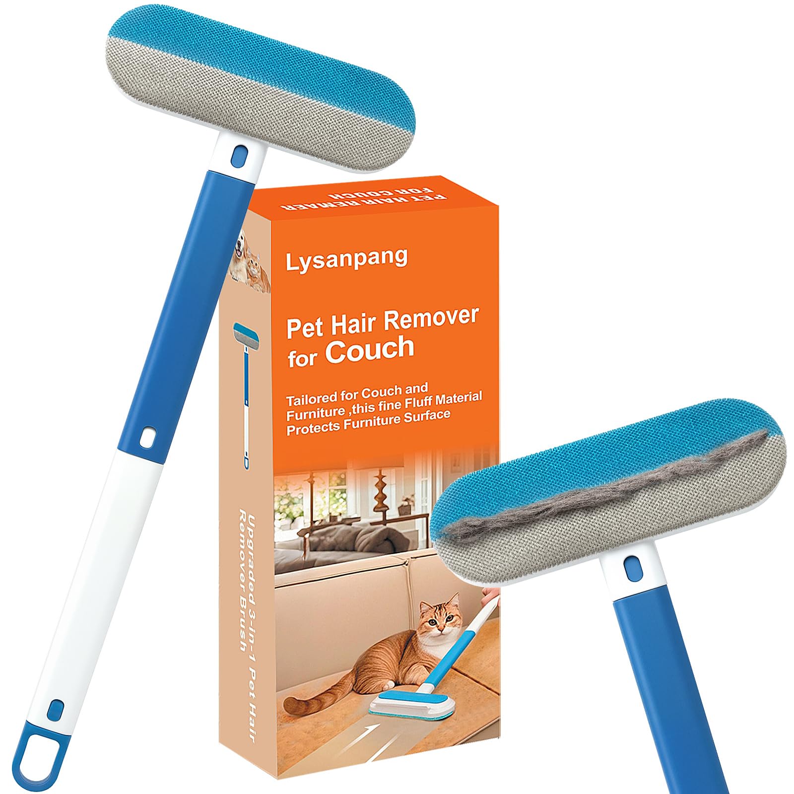 Pet Hair Remover for Couch, 18-Inch, Suitable for Sofas, Sheets, Cleaning Cars, Windows and Other Furniture, Pet Hair Removal Tool for Removing Cat and Dog Hair, Reusable, Washable