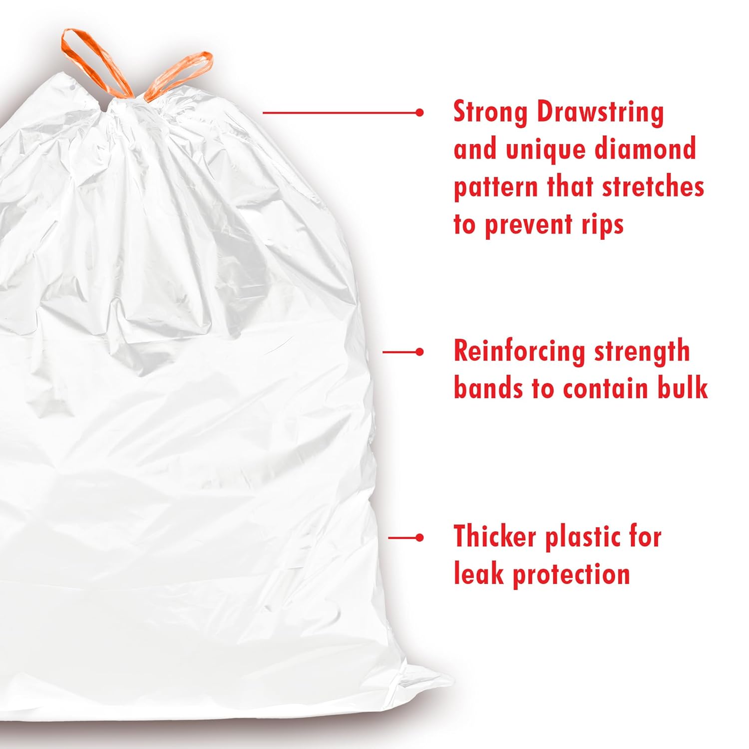 ITouchless Tall Trash Bags, Fits 8 to 13 Gallon Garbage Can, 40 Count, for Rubbish Recycling Compost in The Home, Office, Bathroom Kitchen Bin Liners