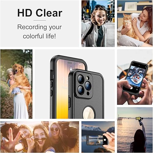 Miniatura 6 de Temdan Real 360 Funda diseñada para iPhone 14 Pro impermeable, lente de cámara de vidrio templado 9H integrado y protección de pantalla 14 pies