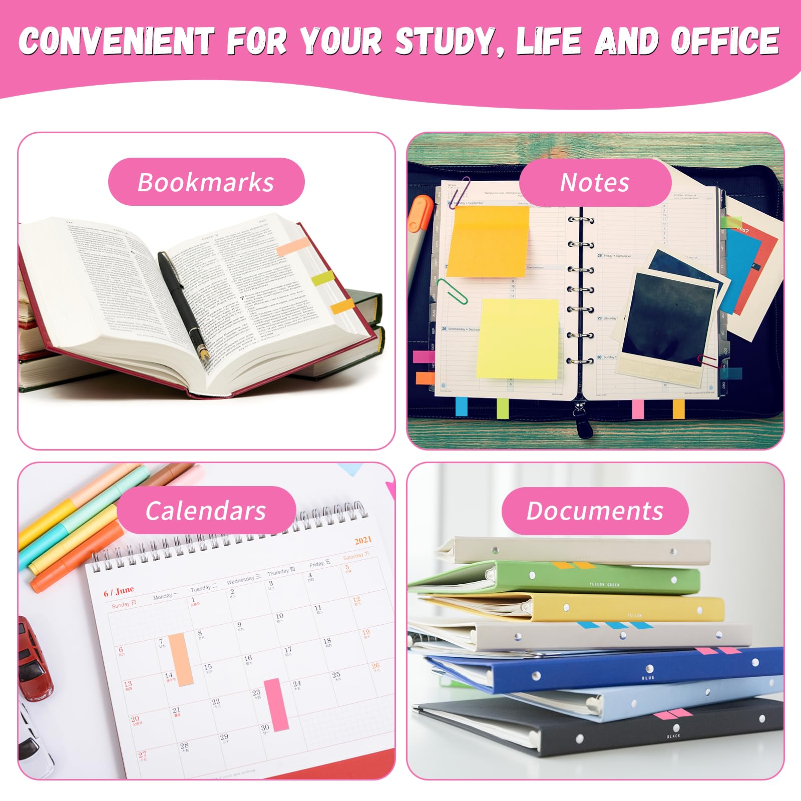 Sticky Notes, 1800 Sheets Sticky Tabs, Pastel Book Tabs, Post Notes Tabs, Coloured Annotation Tabs - Image 3