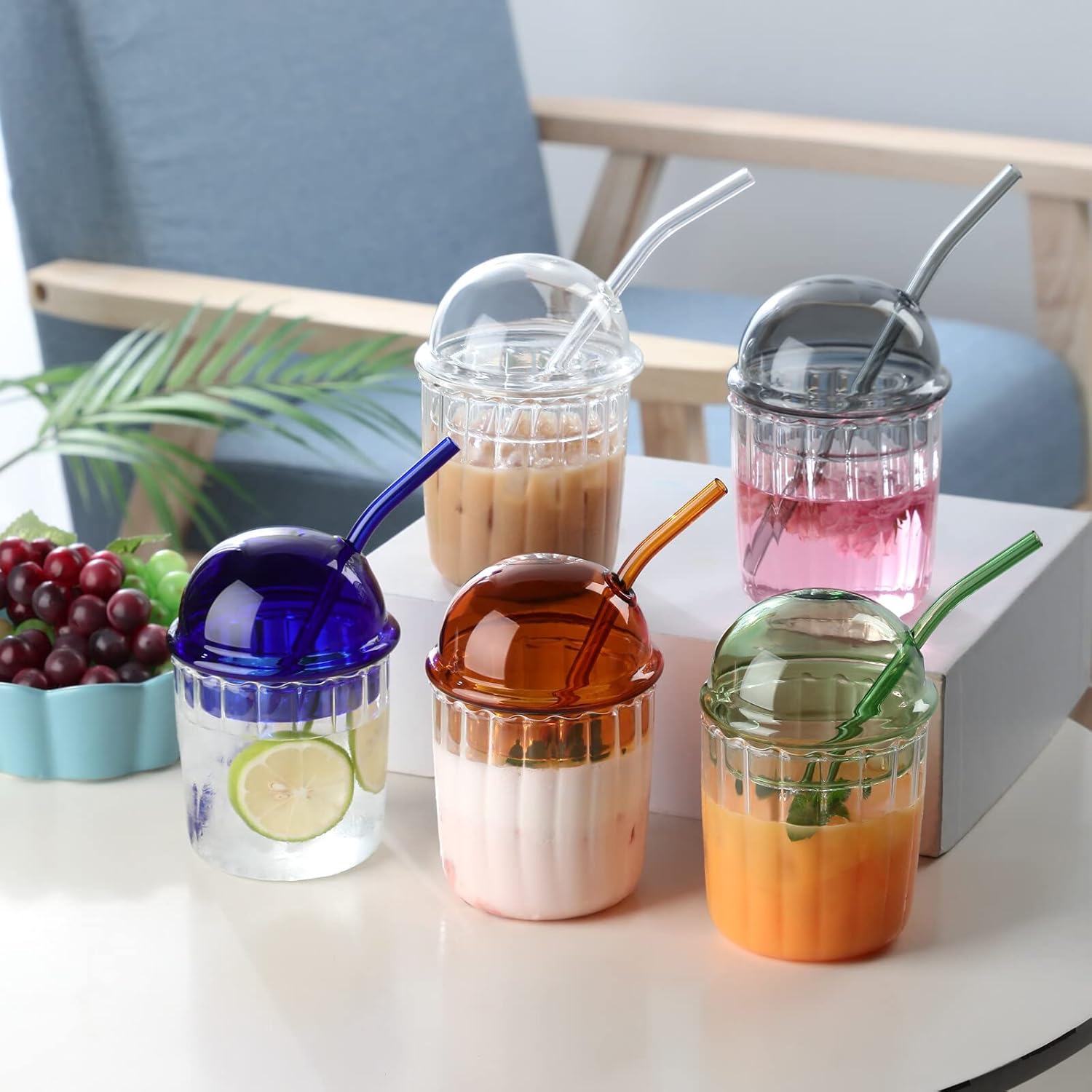 Set 5 Vasi In Plastica LIBOOI Con Piattino | 15 Cm Di Diametro E 1,2L | Forma Geometrica Con Fori Di Drenaggio - 5