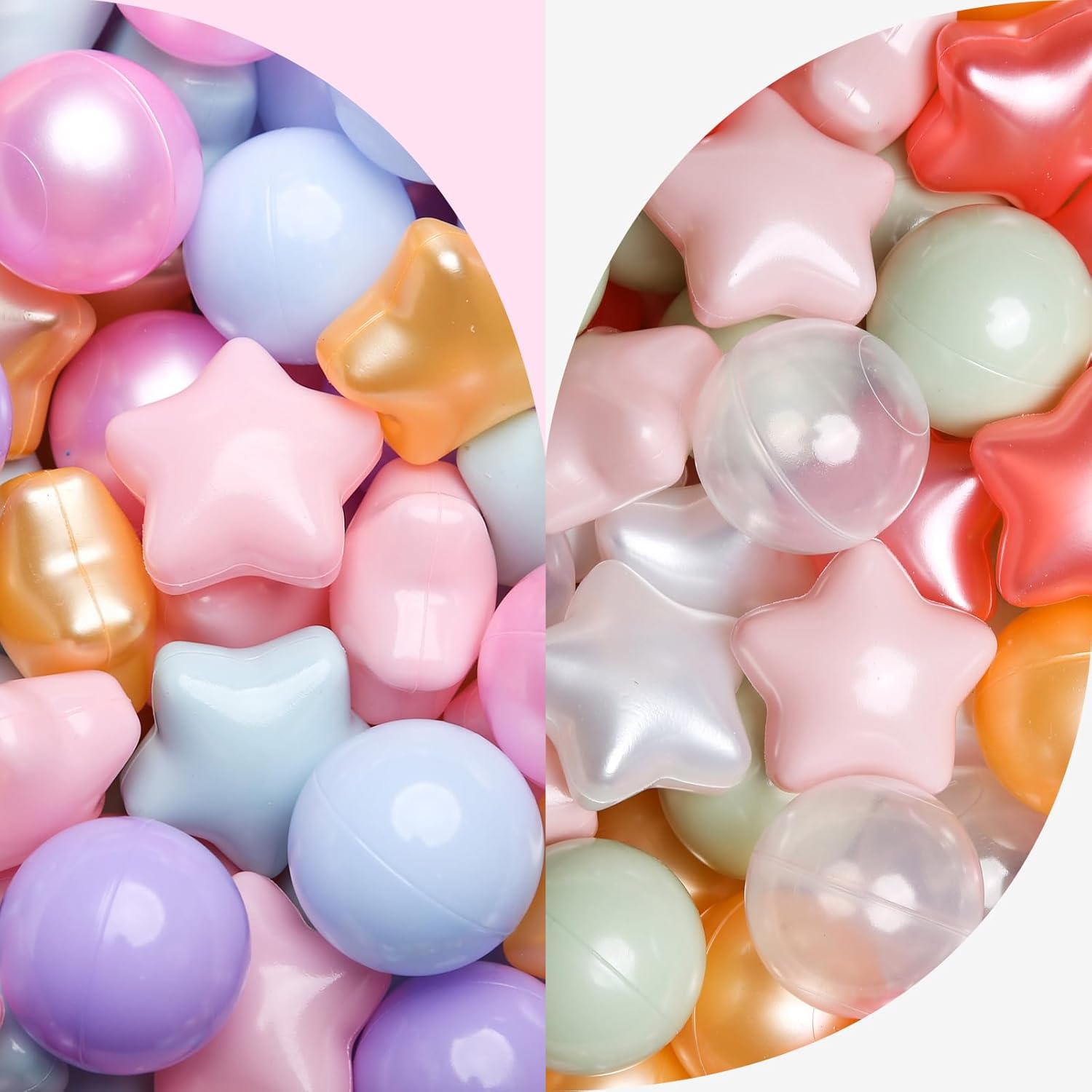 TRENDPLAY Ball Pit Balls 200 Star Balls- Crush Proof Plastic Children's Toy Balls Macaron Ocean Balls for Birthday Party Games Poologs Cats Birthday Christmas