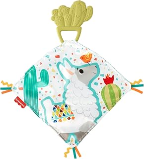 Fisher-Price Teethe and Cuddle Cactus, Textured Natural Rubber Infant Teething Toy with Soft Blanket for Baby Ages 3 Months and Older