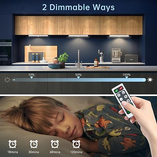Miniatura 4 de Luces para debajo del gabinete con estación de carga, 24 luces LED con regulador de intensidad de movimiento, luz inalámbrica para armario, se pega