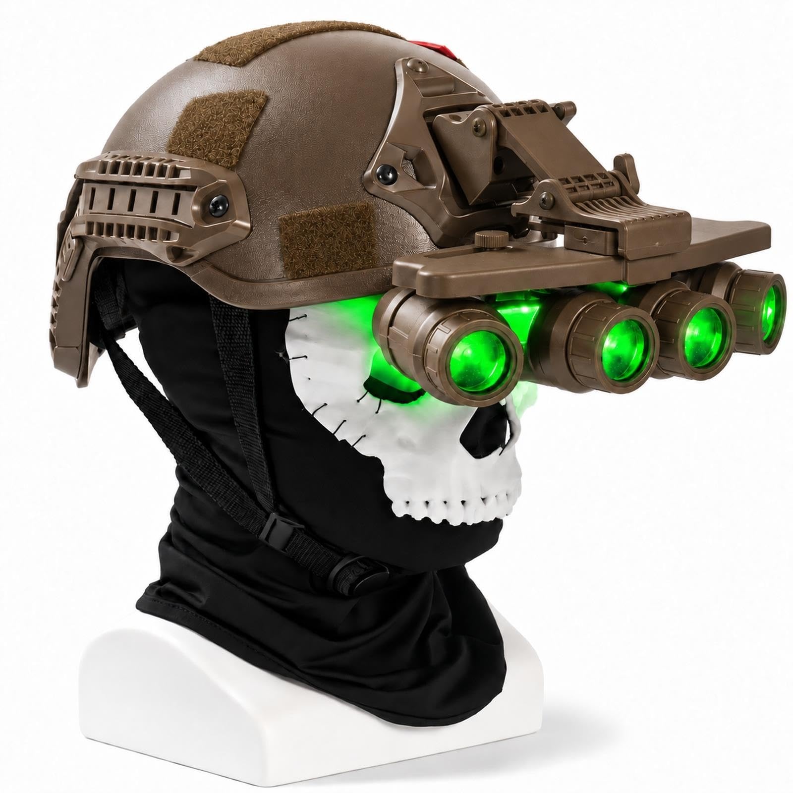 Casco Cosplay Bambini con Maschera Teschio e Modello Quad-Tube Verde