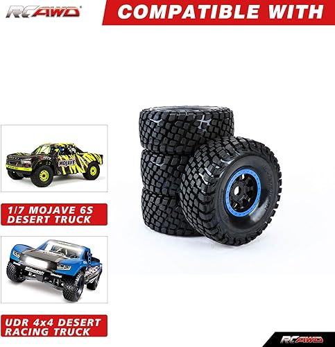 Miniatura 3 de RCAWD Rueda y neumáticos para ARRMA Mojave 6S y para Traxxas UDR Unlimited Desert Racer Upgrades, 17 Rubber Nylon Foam Inserts Parts #ARA550065,