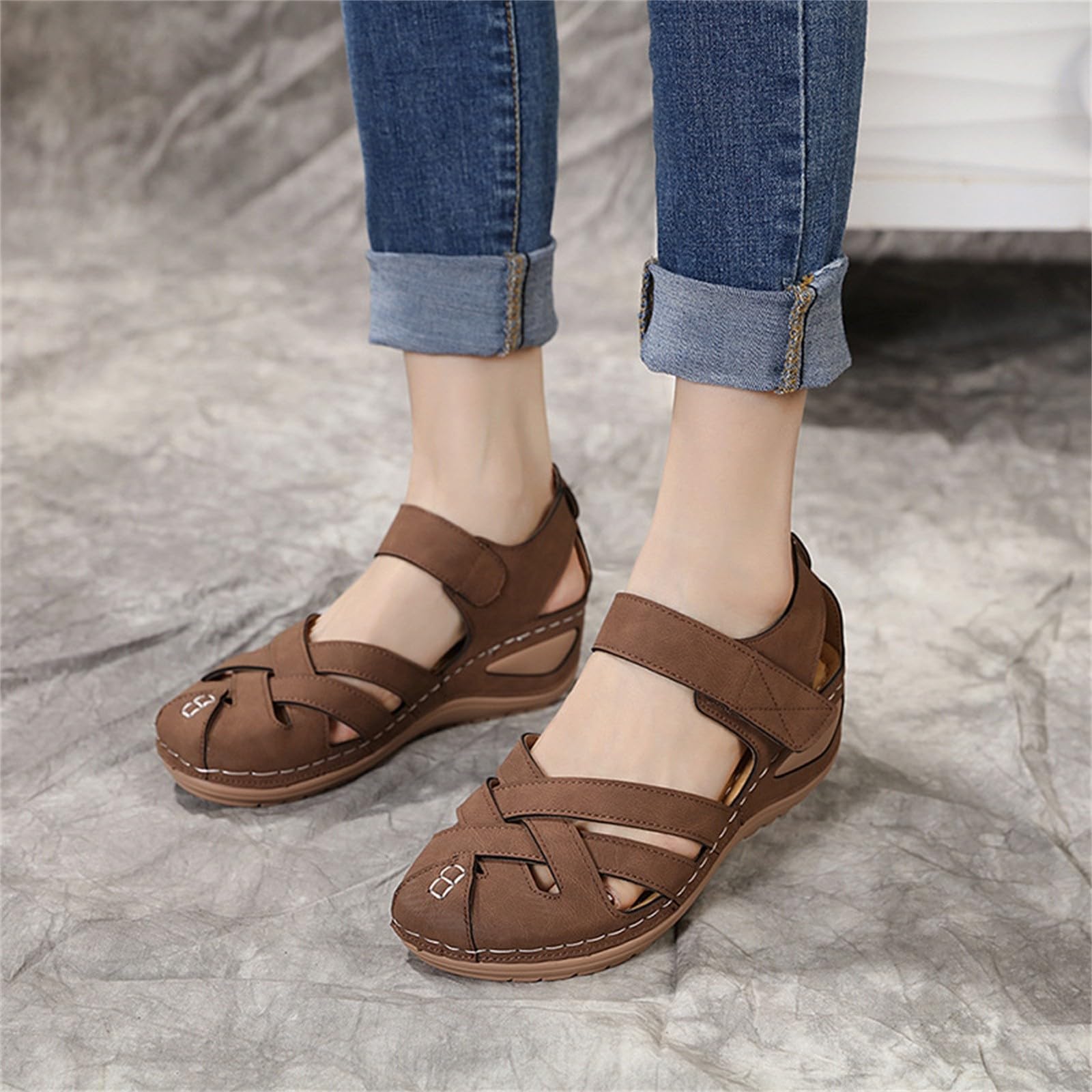Generico Sandales OrthopéDiques Femme Confortables LéGèRes AntidéRapantes Semelle Souple Respirantes Chaussures Femme éTé éLéGantes Mules Support Pieds Larges Ville Usage Quotidien