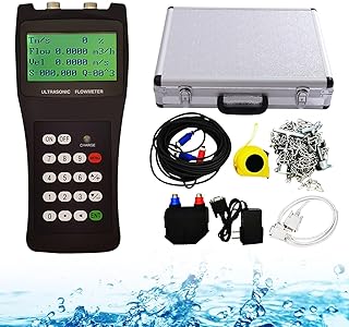 Handheld ultrasonic Flow Meter Portable Flow Meter Water Flow Rate Detection with S1/M2/L1 Clamp-on Transducers 100-240V for Seawater Alcohol Industrial,L1/DN300-6000