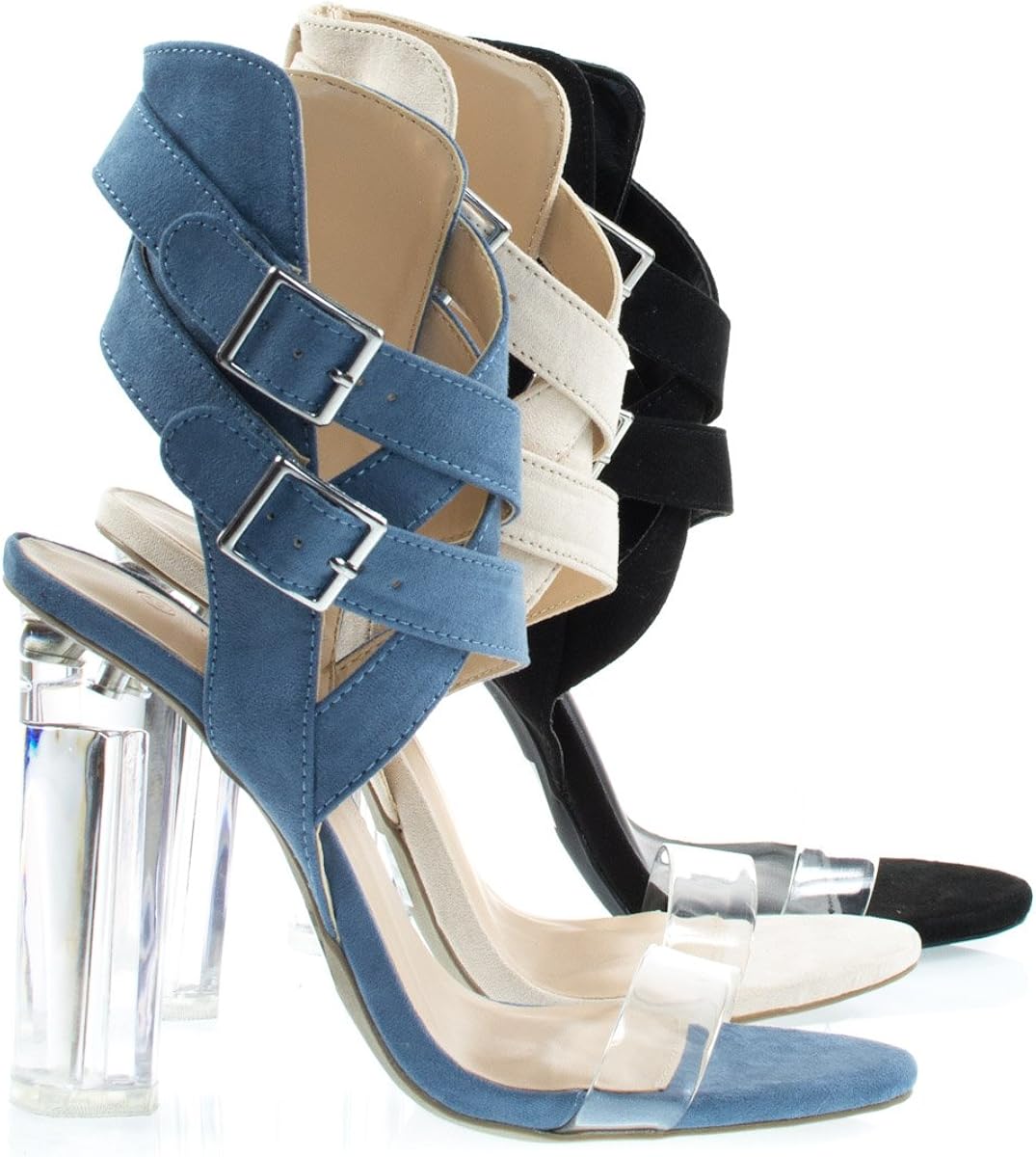 perspex chunky heels