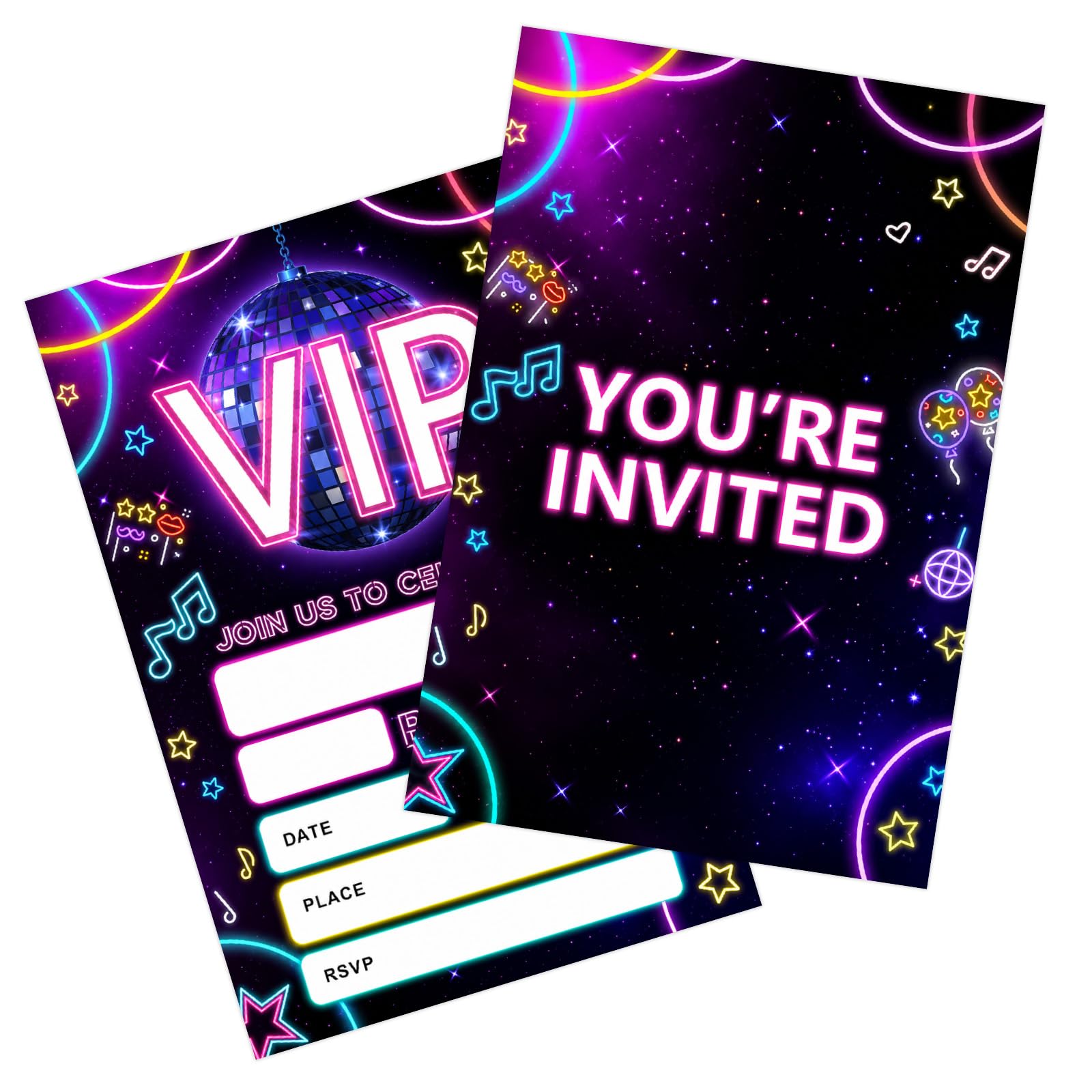 Snowvian 25Pcs Kpop Birthday Invitations, Double-Sided Party Invites for Birthday Celebrations, K-pop Birthday Party Invitations for Girls Boys Fans 5.91 × 3.94 Inch