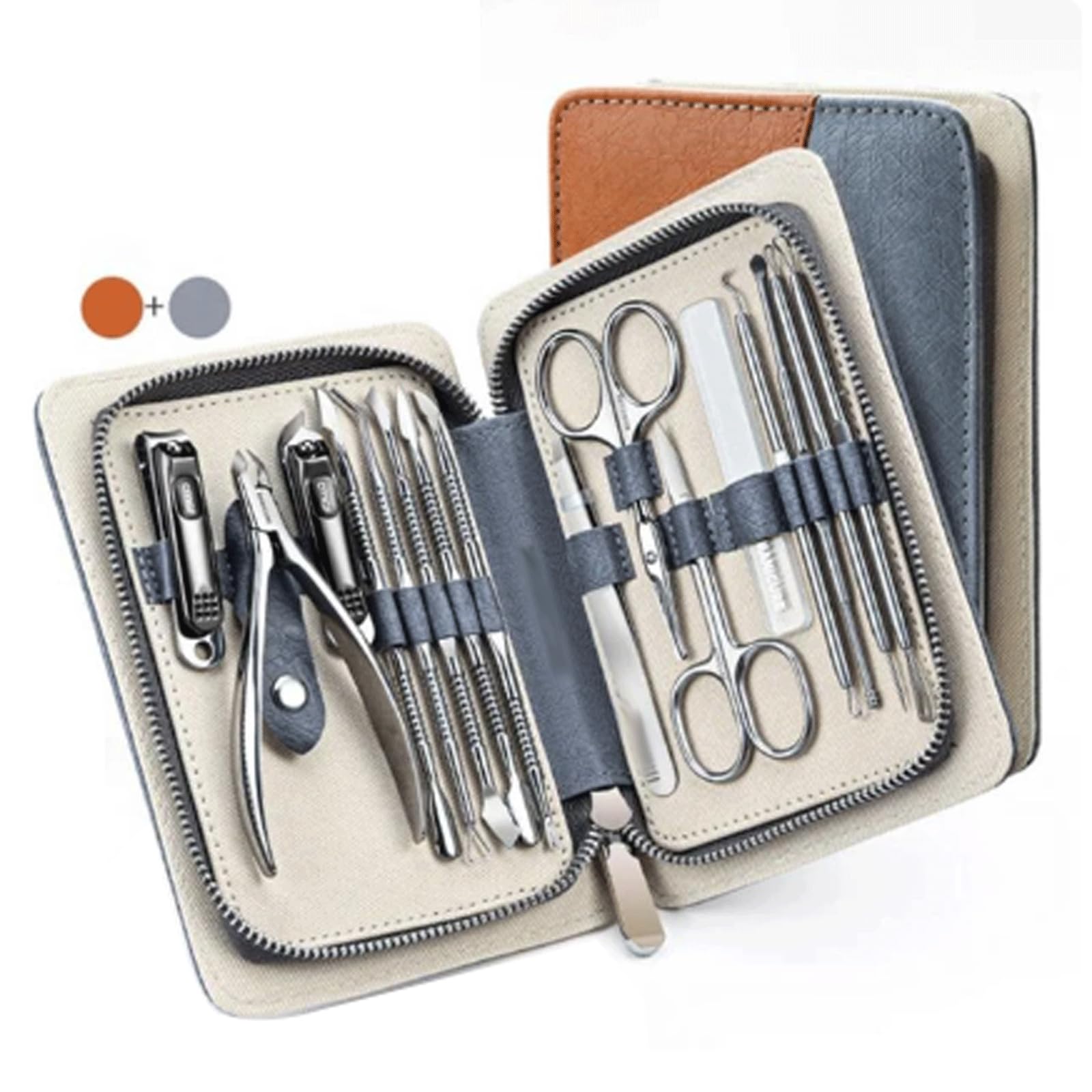 Tagliaunghie Kit tagliaunghie in acciaio inossidabile da 16 pezzi Kit per la cura delle unghie con scatola di immagazzinaggio con cerniera Set pedicure professionale per principianti Manicure