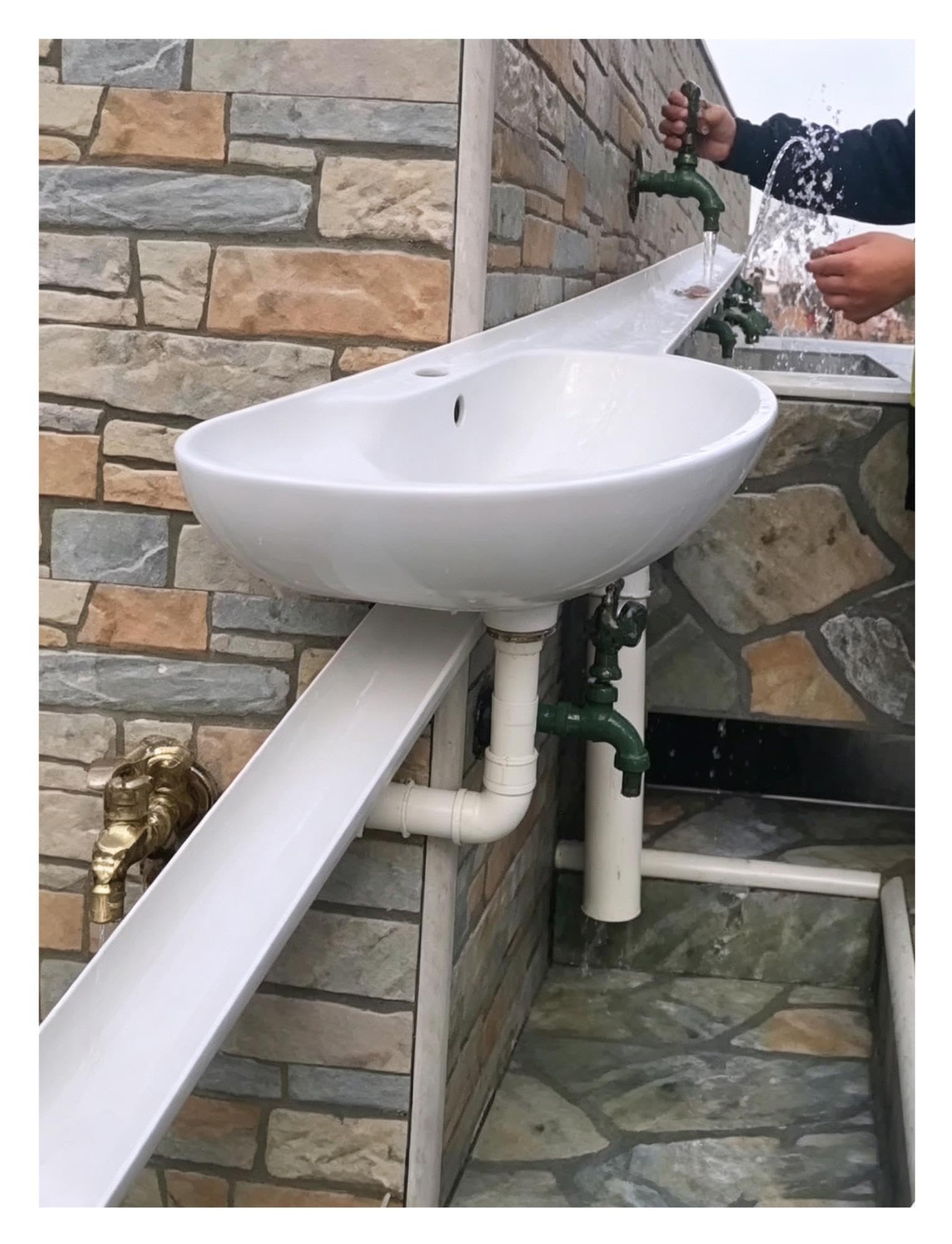 Canaleta de drenaje PVC en forma de U, 2 piezas, conectable, exterior