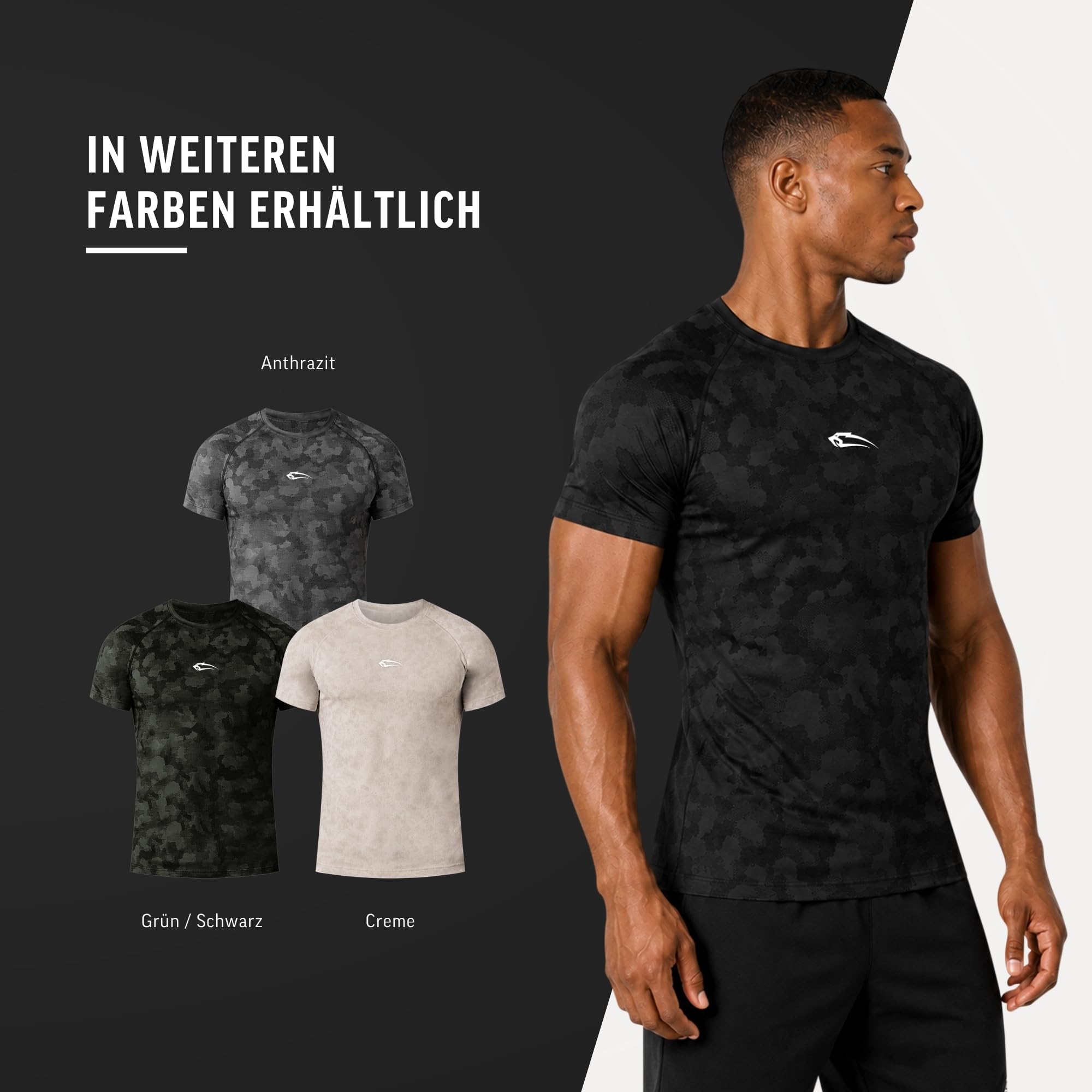 SMILODOX Kompressionsshirt Herren Carnos, Muskelbetontes T-Shirt, Enganliegendes Fitness Shirt, Seamless & Atmungsaktives Trainingshirt mit Body Mapping & feuchtigkeitsregulierung, Gym & Workout